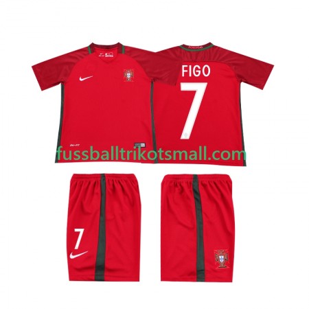Fußballtrikots Portugal FIGO 7 2016 Retro Kinder Kurzarm Heimtrikotsatz kaufen